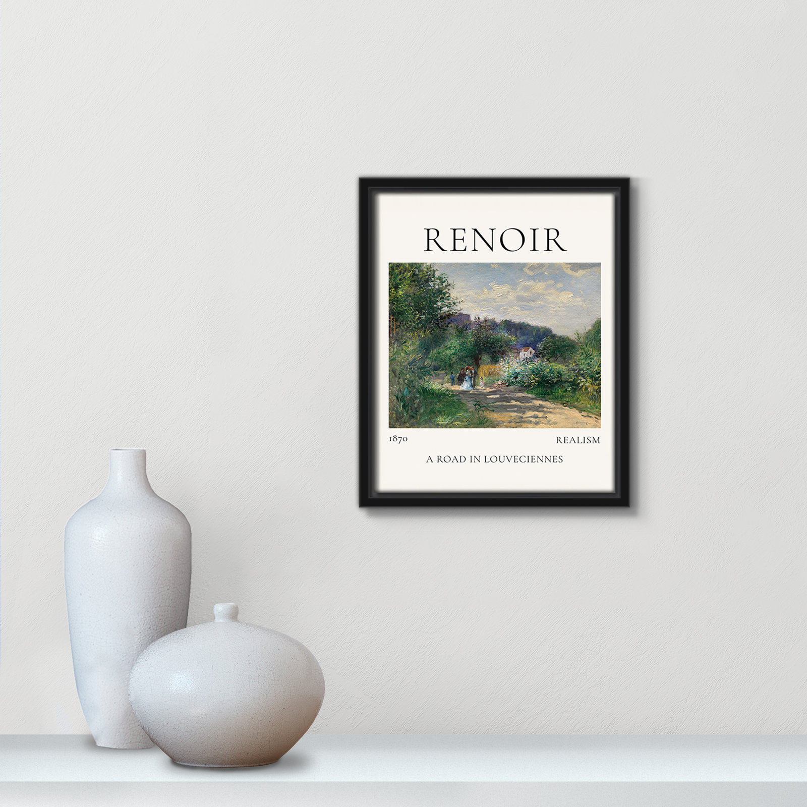 Rocchetto "A Road in Louveciennes" Print, Black Floater Frame, No, 11.5" H x 9.5" W x 2" D