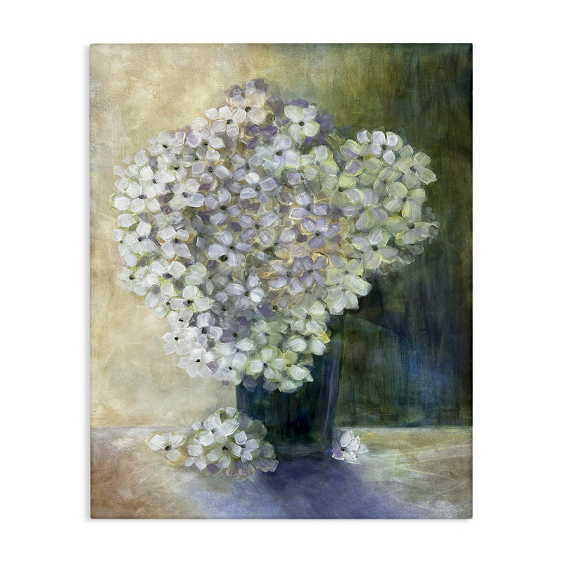 Art romantique sur toile, "Hortensias romantiques" par Doris Charest, H 20 po x l 16 po