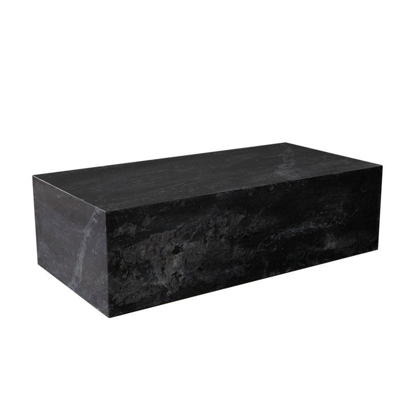 Table basse Rey, structure rectangulaire rectangulaire en marbre naturel de 48 pouces, Noir