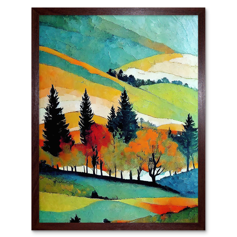 Colourful Autumn Landscape Scotland Hillside Forest - Print, Brown Framed Paper, 25.9cm H x 20.6cm W x 1.5cm D