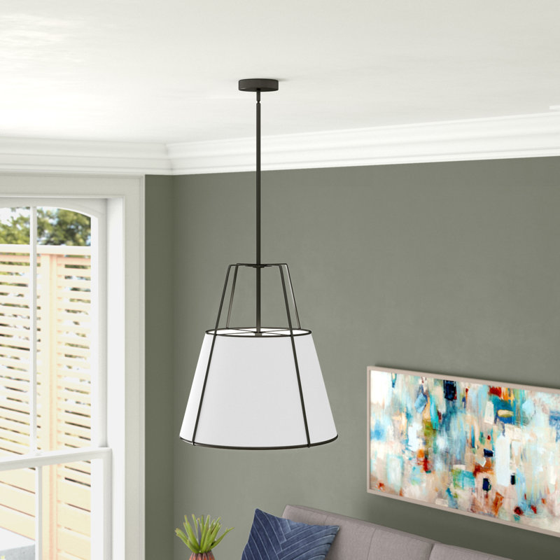 Luminaire suspendu 1 lumière Rosalyn, Noir, Noyer
