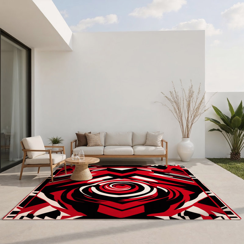 Tapis intérieur et extérieur Scarlet Abyss, Rectangulaire 3 pi x 5 pi