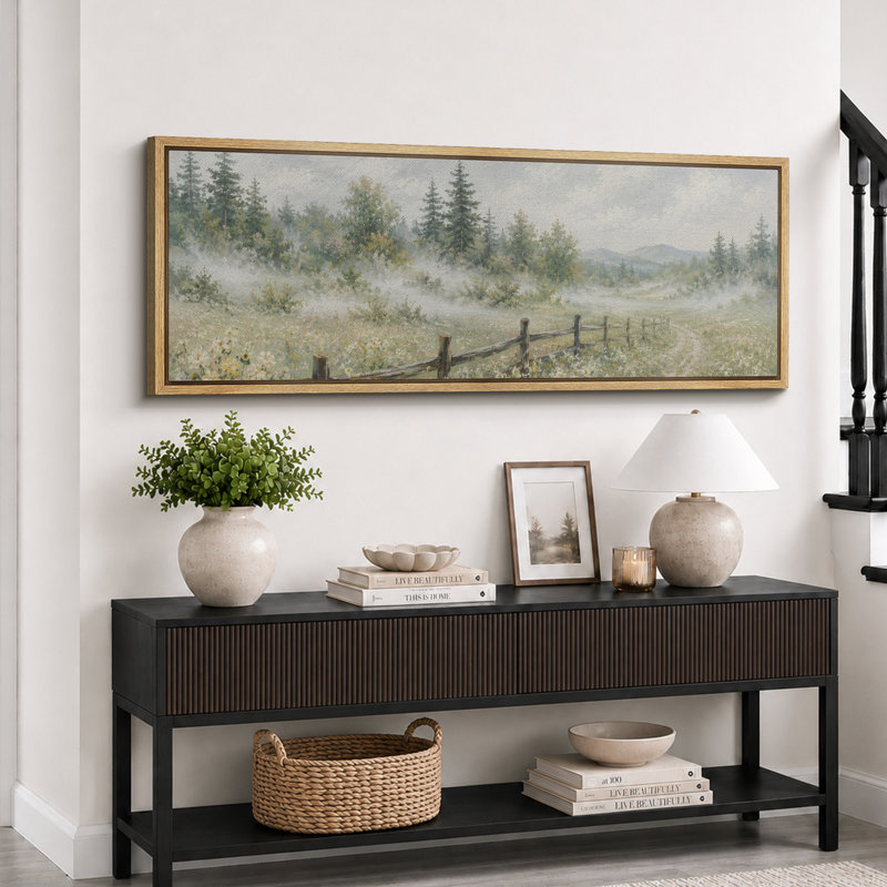 Misty Meadow Fence, 20" H x 60" W x 1.5" D, Natural Frame
