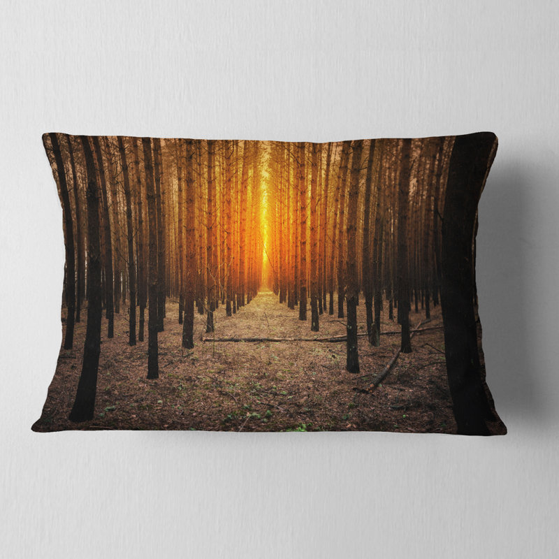 Coussin lombaire de forêt foncée à thème effrayant éclairé halloween