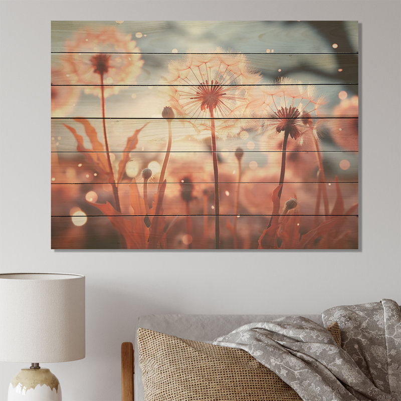 «Delicate Calm Dandelion Serenity III» - Autres plantes et fleurs sur bois, H 10 po x l 20 po