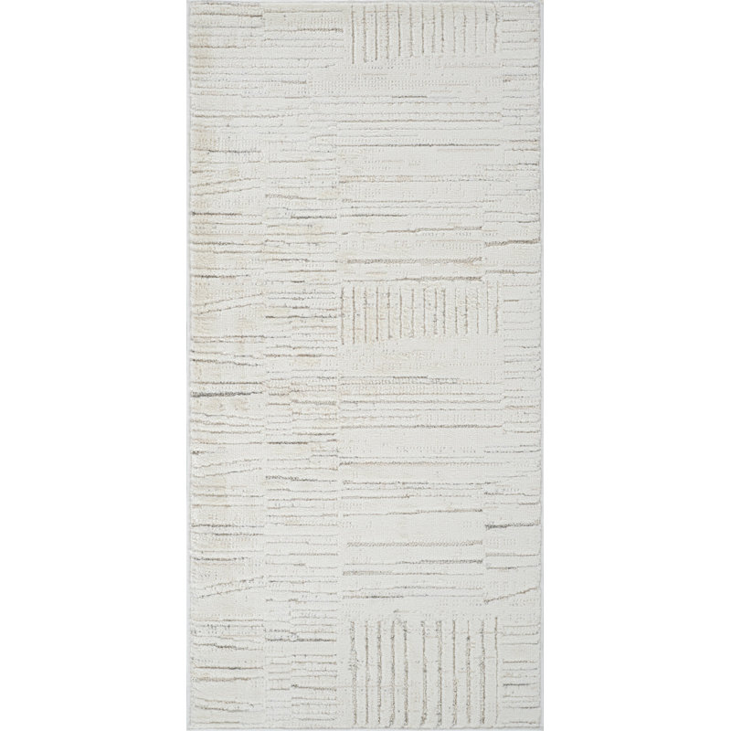 Tapis intérieur moderne, beige crème., Tapis de couloir 2 pi 3 po x 5 pi 1 po