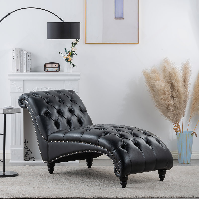 Chaise longue sans accoudoirs touffetée, Noir