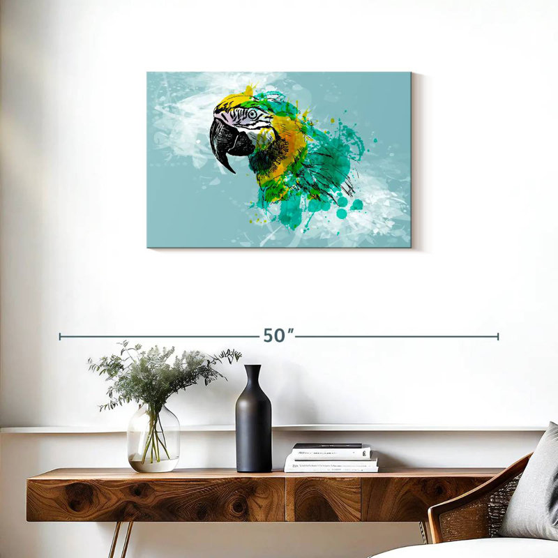 Brampt Multicolored Abstract Macaw, 20" H x 30" W