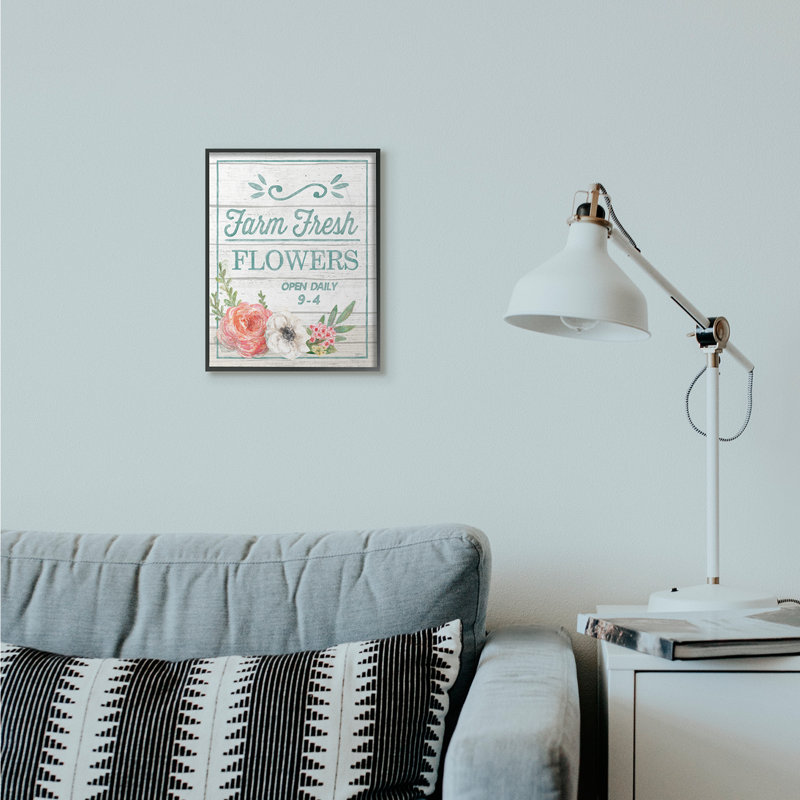 " Farm Fresh Flowers Rustic ", 11" H x 14" W x 1.5" D, Midnight Black Framed Giclee