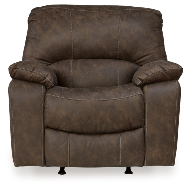 Brown Faux Leather Recliner with Metal Frame