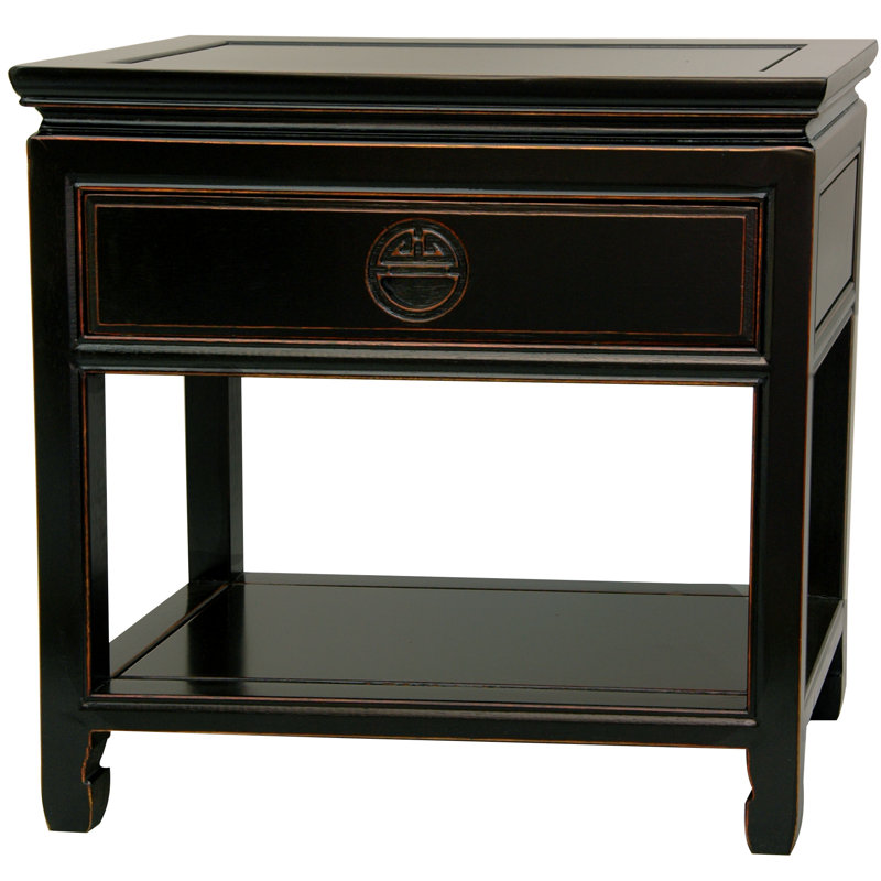 Humphries 22'' W Solid Wood Nightstand, Antique Black