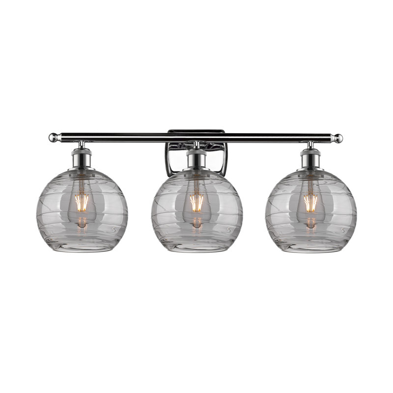 Éclairage de salle de bain à intensité variable 3 lumières Halvorson, Chrome poli, Ampoule non incluse, Gris