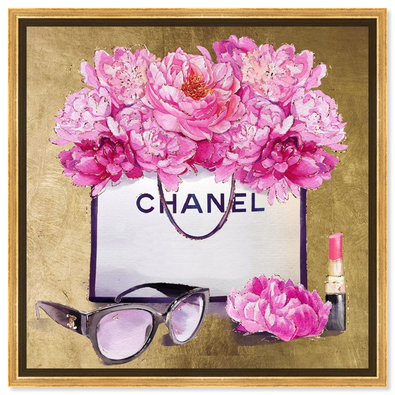 " Shopping Day Gold Fashion Lifestyle ", Framed Print, 20" H x 20" W, Gold