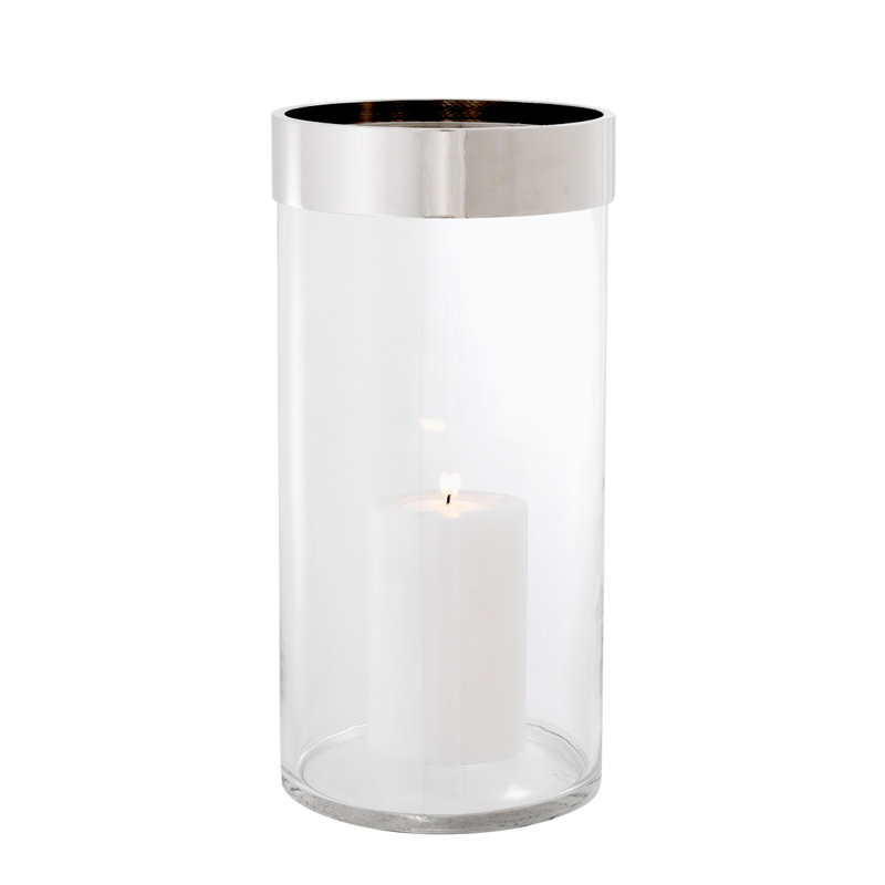 Vertex Hurricane Candle Holder, Clear/Silver