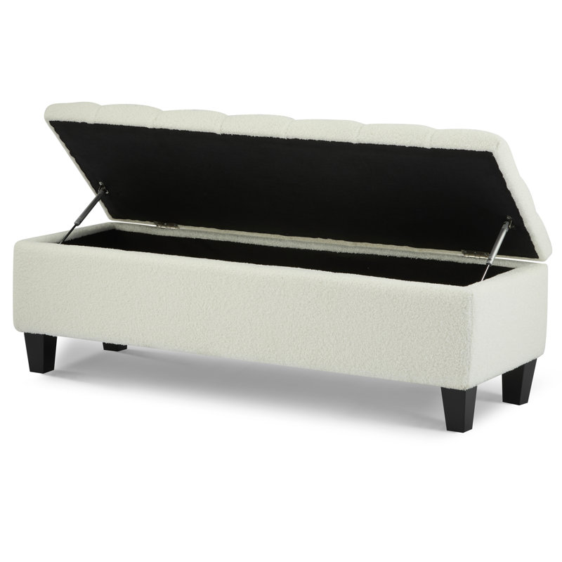 Banc avec repose-pieds 51 pouces avec rangement, capacité de 300 lb, pieds en bois d'hévéa, repose-pieds multifonctionnel