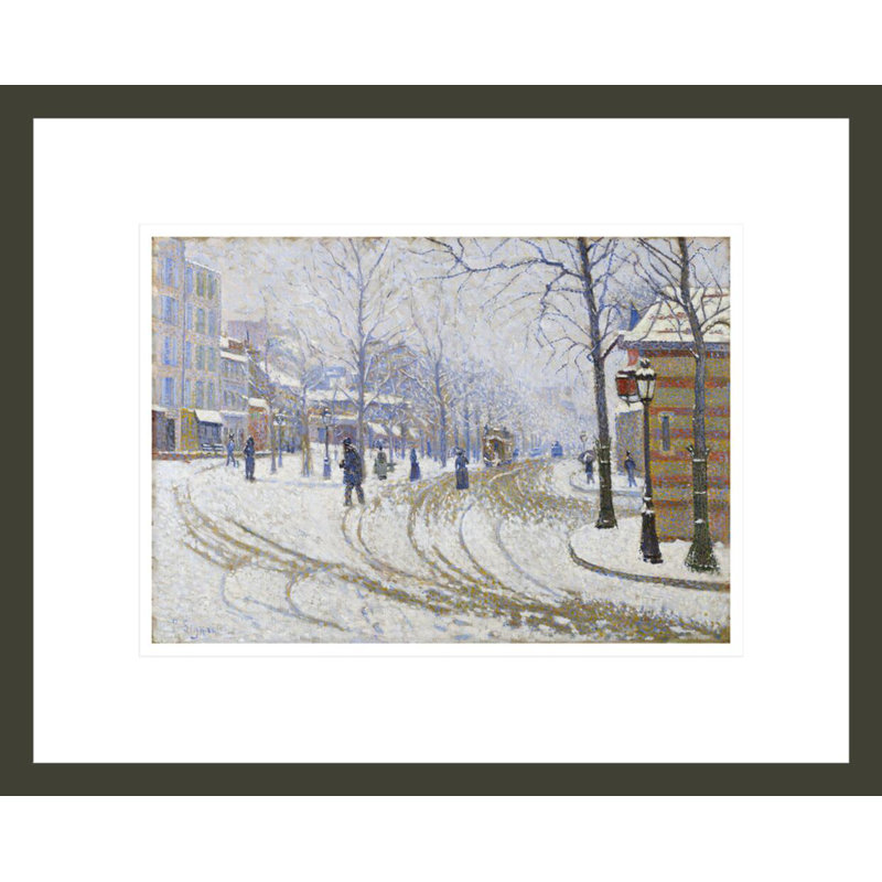 «Snow Boulevard de Clichy Paris» par Paul Signac - Estampe numérique encadrée, H 13,48 po x l 16,75 po