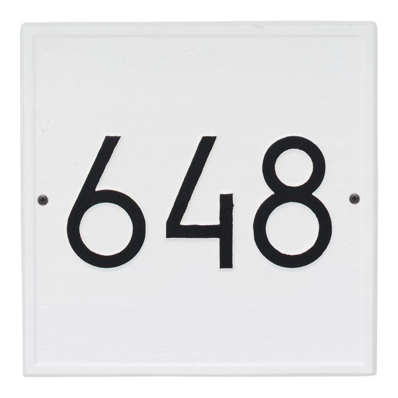 Plaque d'adresse murale 1 ligne personnalisée, Blanc / Noir, Oui