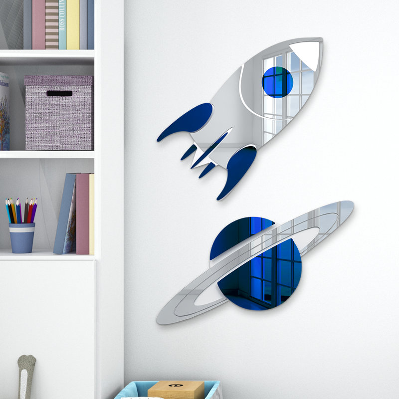 Décoration murale fusée et planète Saturn