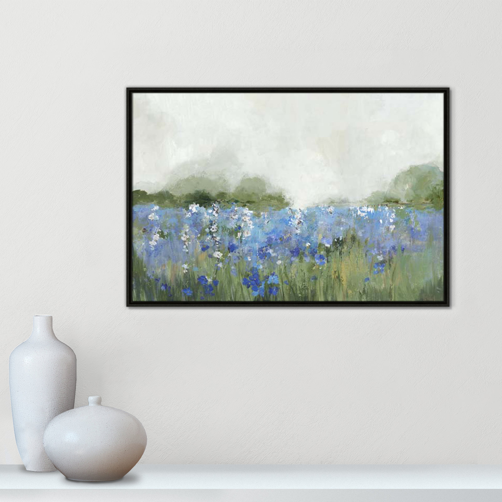 Meadows Bluebells Field by Allison Pearce, Espresso Framed, 25.5" H x 37.5" W x 2" D