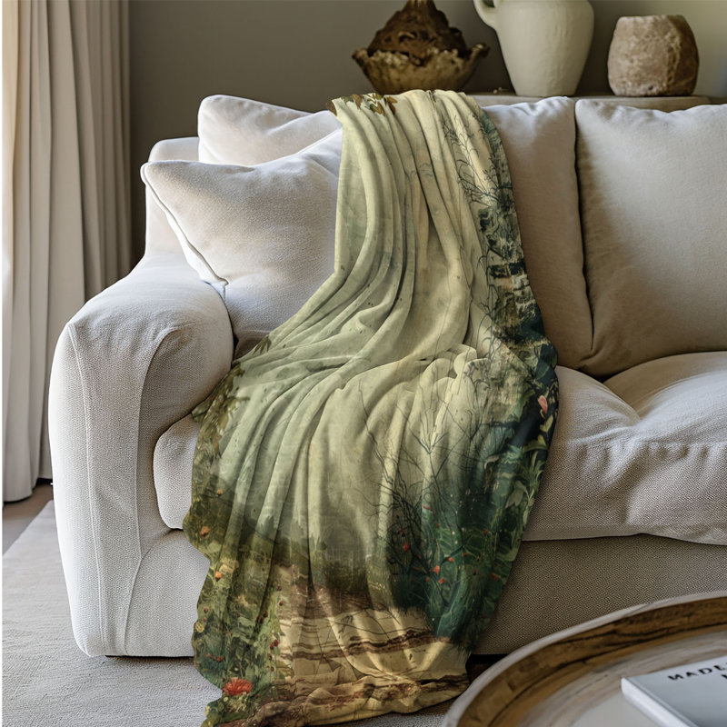 Forêt mystique d'Ostara - couverture en sherpa de qualité supérieure 1 pièce - reproduction d'art luxueuse, Grand lit