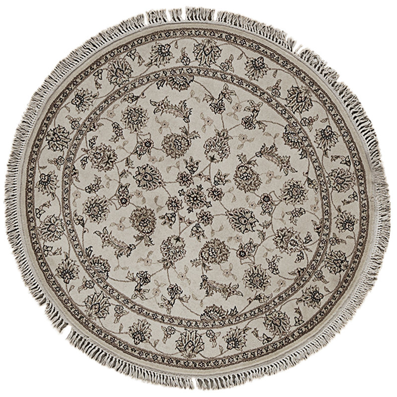 High-Quality Hand-Knotted Ivory Area Rug