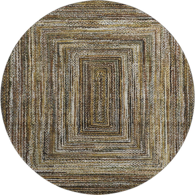 Premium Machine Washable Bucz AMF1725 Geometric Rug, Round 8'