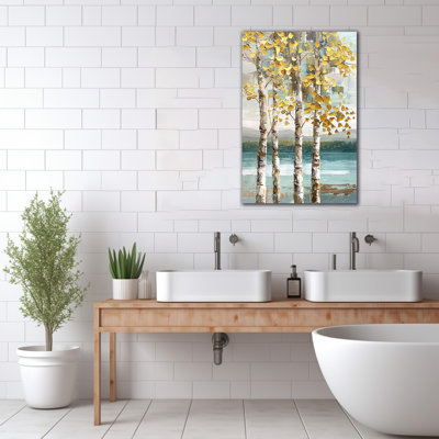 Grand Abisali, scène d'hiver, impressions sur toile, forêt de bouleaux, affiche murale de décoration murale pour salon, automne, paysage d'automne, œuvre d'art prête à être suspendue, 36 po x 48 po