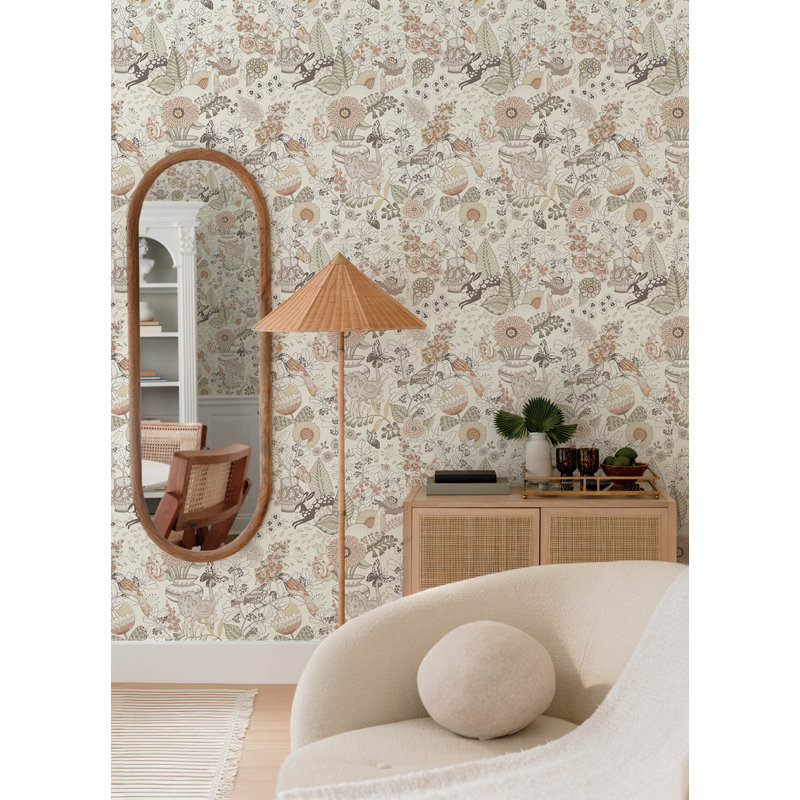 Whimsy Coral Fauna Wallpaper, Pink