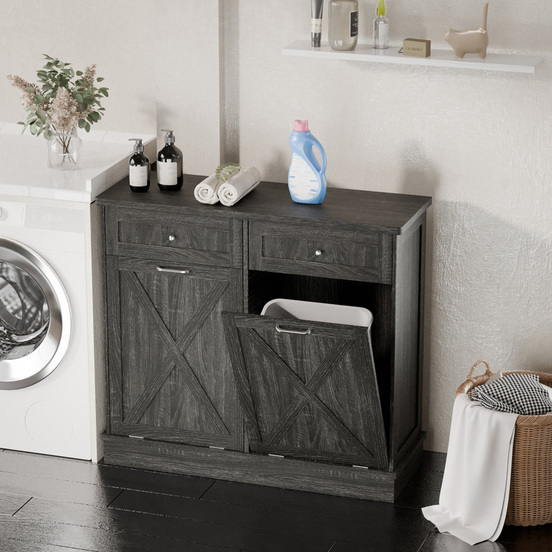 Havant Double Tilt Out 10 Gallon Cabinet Trash Can(Not Include Trash Can), Grey