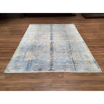 Original Hand Knotted Traditional Pattern Gray Wool Rug