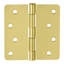 Charnière de porte à roulement simple en acier satiné en laiton satiné avec goupille amovible, 4 x 4 po 1/4 de rayon, paquet de 2