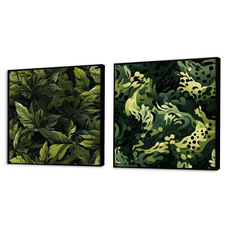 Hetterer - Ensemble de 2 collages carrés abstraits, Cadre flottant noir, H 16 po x l 33 po
