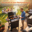 Barbecue au propane à 4 brûleurs, 34 000 BTU, barbecue en acier inoxydable avec support chauffant, tables d'appoint et ouvre-bouteille, sur roulettes