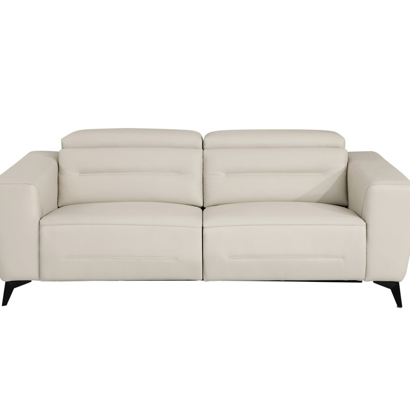 Canapé en cuir italien avec fauteuil inclinable Global United, Beige