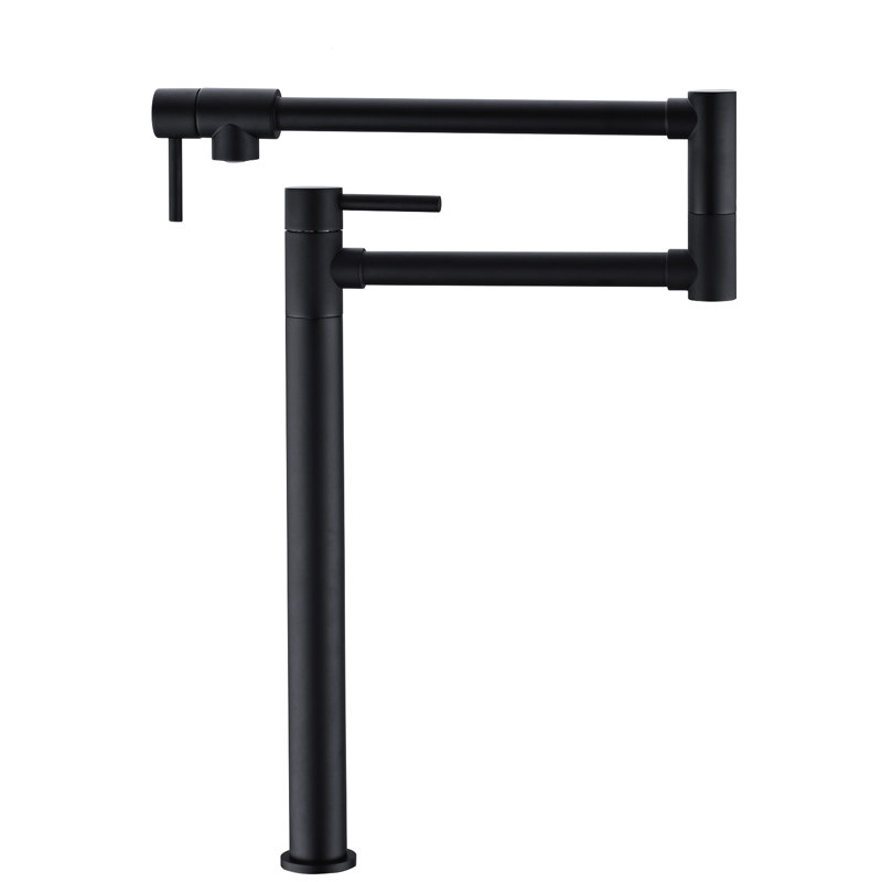 Pot Filler Faucet Extension , Matte Black Exterior - Brass, Double Handles For Exact Water Control, Corrosion & Fingerprint- Coating With Extended Arm Easy Filling, To Control Flow Rate,