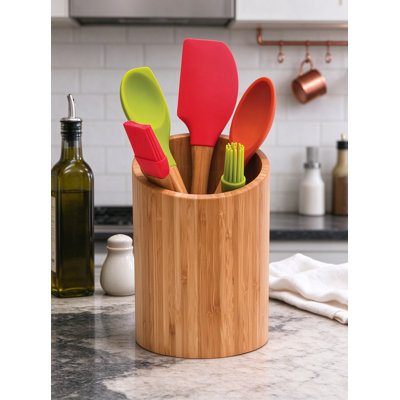 Bamboo Cylinder Utensil Crock