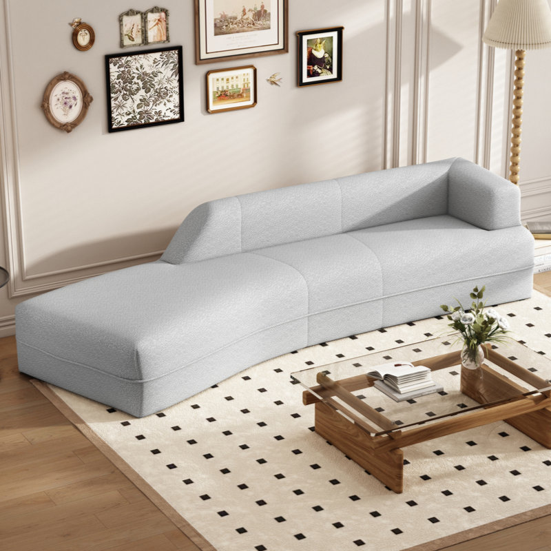 Canapé d'intérieur moderne incurvé pour salon Haiden, Boucle gris