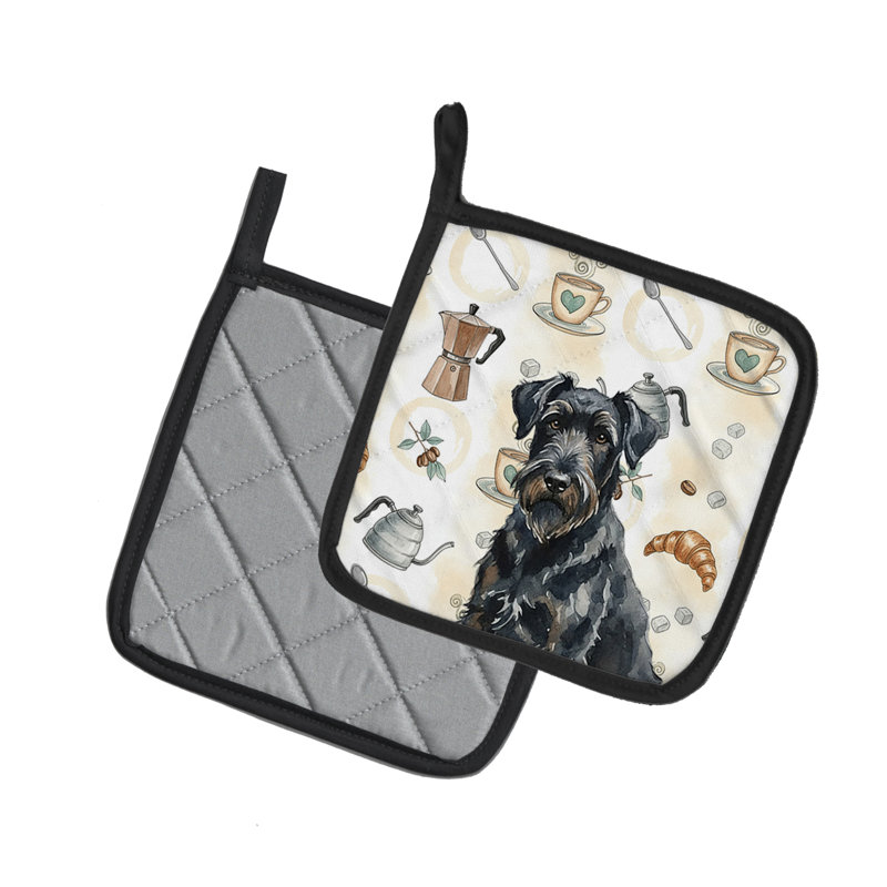 Paire de cafetières noires Terrier russe