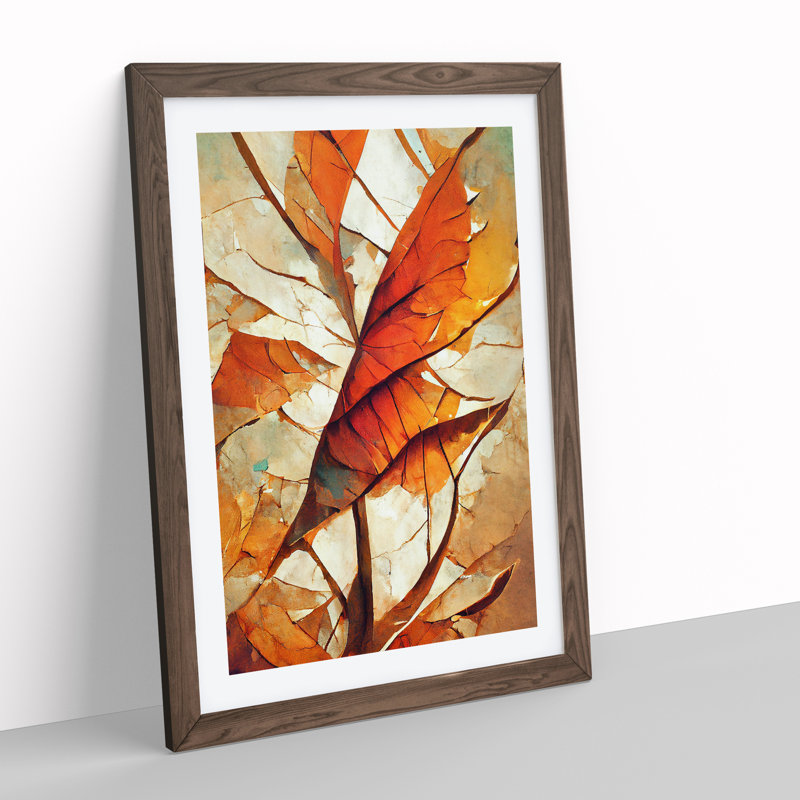 Abstract Autumn Leaf No.3 - Framed Print, 34cm H x 25cm W x 2cm D, Walnut