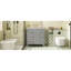 Meuble-lavabo de 30 po, lavabo en céramique, structure en bois de pin massif, trois tiroirs, style classique, charnières réglables à fermeture en douceur, rangement polyvalent avec finition grise, 3 espaces de rangement, trou pré-percé