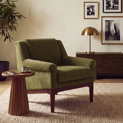 Fauteuil d'appoint rembourré de 31 pouces avec accoudoirs incurvés et pieds en bois massif