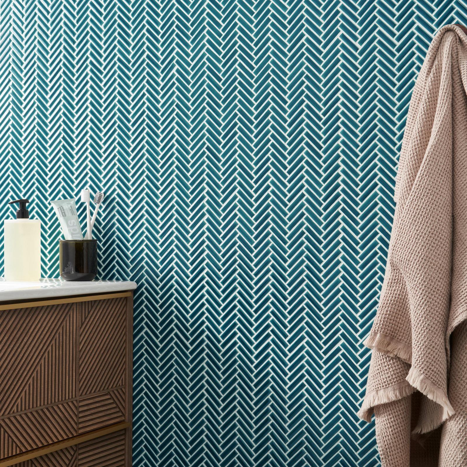 11" x 11" Porcelain Mosaic Tile, Teal