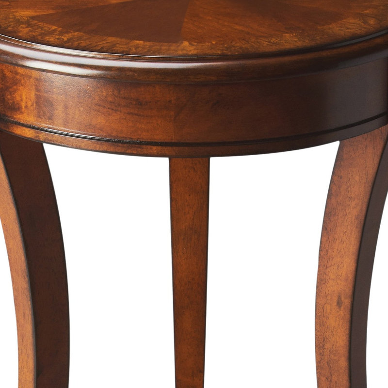 Table de bout ronde 26 "en bois brun et bois avec tablette