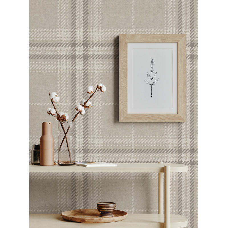Papier peint à carreaux douillet, Beige gris