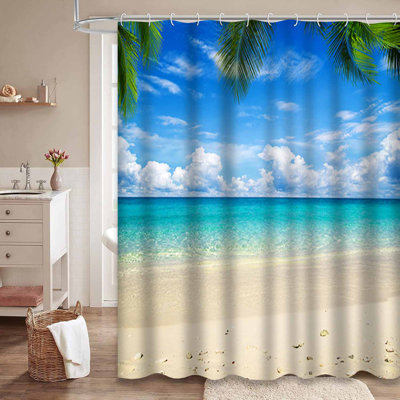 Rideau de douche plage avec 7 crochets