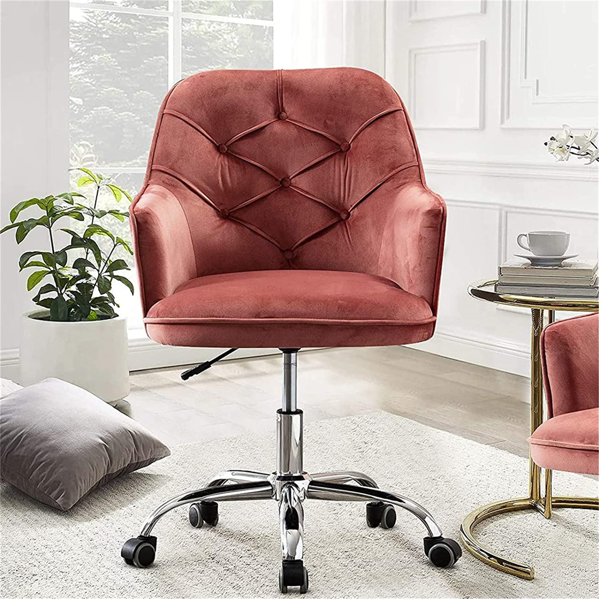 Red velvet office chair hot sale