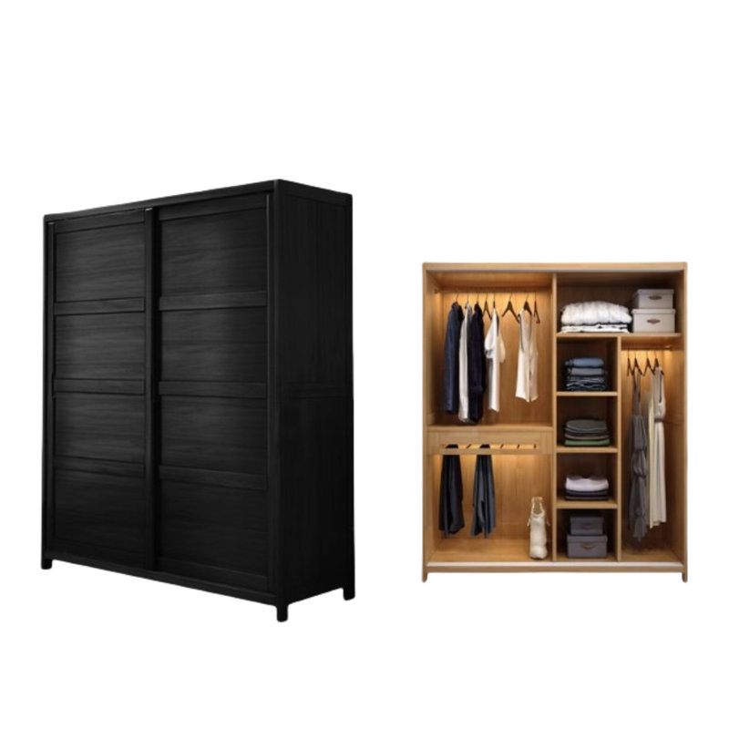 Garde-robe rétro pratique et classique, Noir, H 82,68 po x l 70,87 po x P 24,41 po