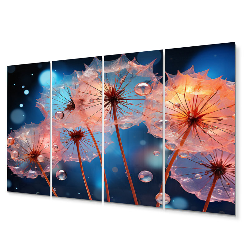 Ensemble de salon art mural en métal Teal Dandelion Dancing In The Morning