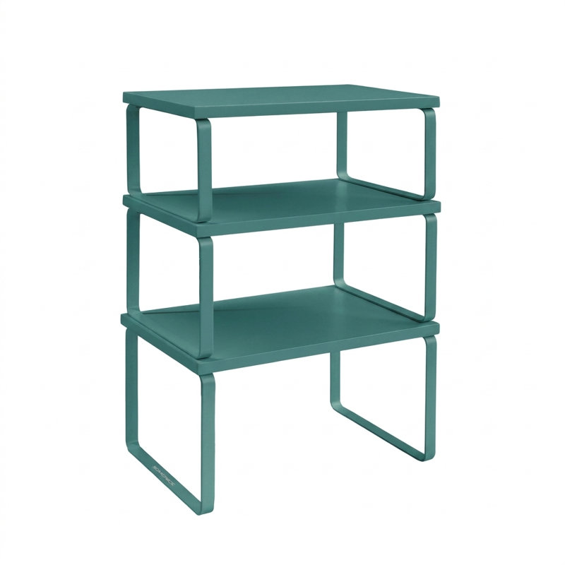 Ensemble de 3 tablettes à étagères empilables, support pour tablette extensible, vert