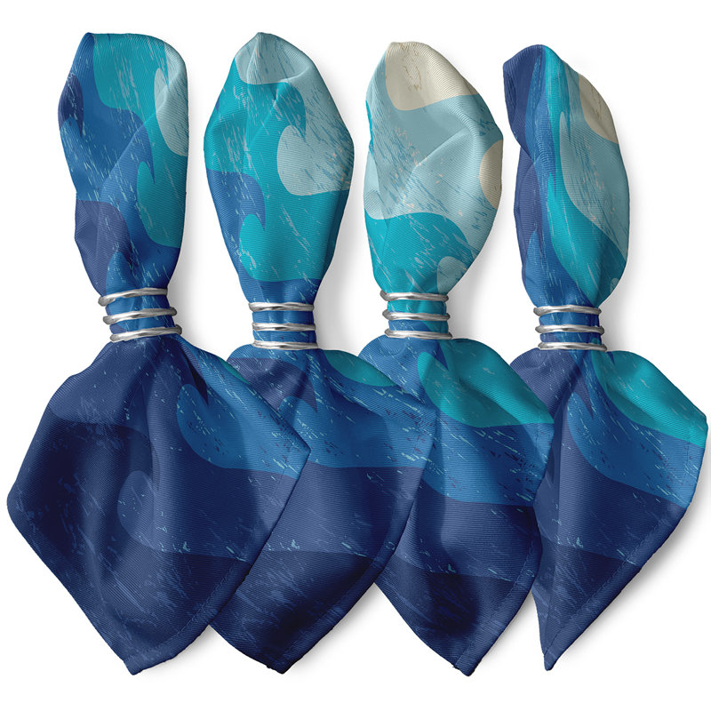 Allbritton Polyester Nautical Square Napkin, 18" W x 18" L, Blue